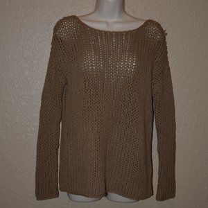$345 Sz XS Vince Brown Loose Knit Long Sleeve Sweater
